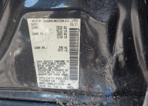 2015 Nissan Altima 2.5 S from USA, damaged, VIN 1N4AL3AP7FC492242